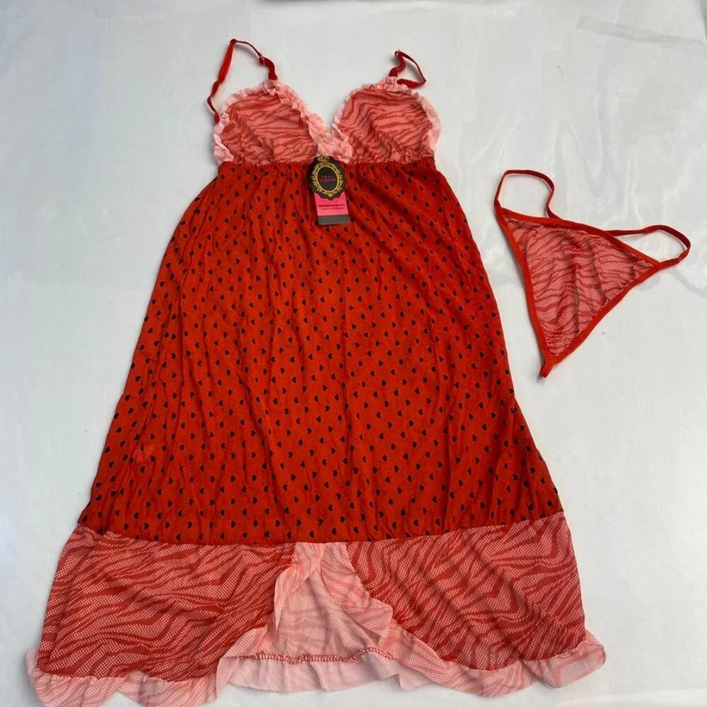 3/$30 Bundle • Rust Heart Pink Zebra Babydoll LS14 NWT